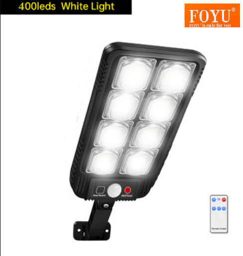 Foyu Wall Mounted Solar Light Traffic light 400W Natural White with Motion Sensor, Photocell and Remote Control IP65