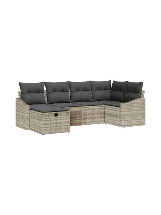 Corner Sofa Outdoor Rattan with Pillows 55x62x69cm