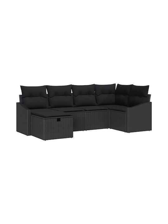 Corner Sofa Outdoor Rattan with Pillows 55x62x69cm