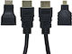 Кабел HDMI мъжки - HDMI мъжки / HDMI женски / мини HDMI мъжки 1.5м Черен
