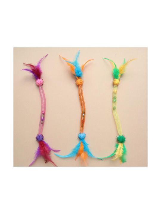 Interactive Cat Teaser Toy Feathers Random Color Selection Dim.40cm