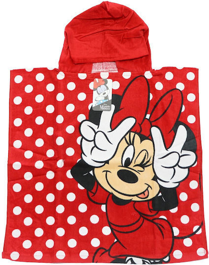 Disney Minnie Mouse Children's Cotton Beach Poncho 55x110cm Ye18267 Red