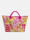 Y Not? Fabric Beach Bag with Toiletry Bag Pink