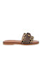 Leather Women's Flat Sandals in Brown Color