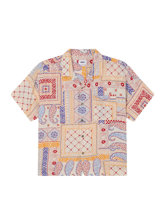 Obey Kurzärmlig Baumwolle Hemd Cream Multi