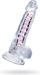 Glass Dildo with Balls and Suction Cup Transparent 18cm