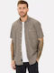 Short-sleeved Cotton Shirt Checked Brown-blue