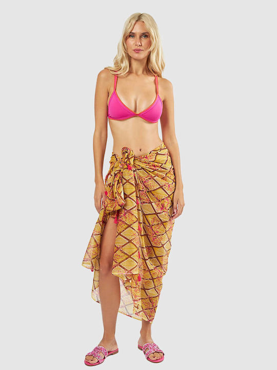 Green Women's Pareo 08-0150 Indian Cotton Yellow