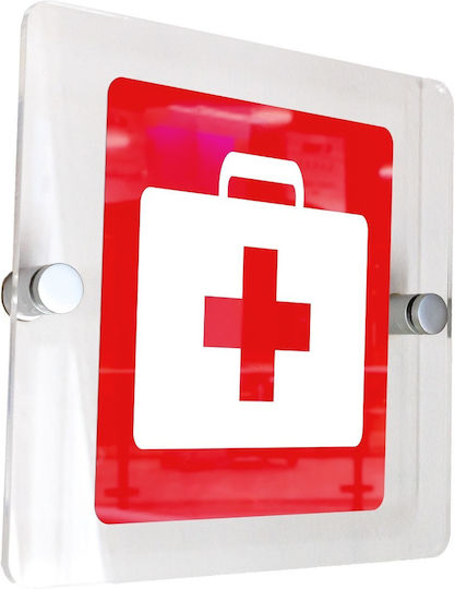 Sign 15x15cm "First Aid Kit" Red-White Thickness 5mm Acrylic Plexiglass 346566
