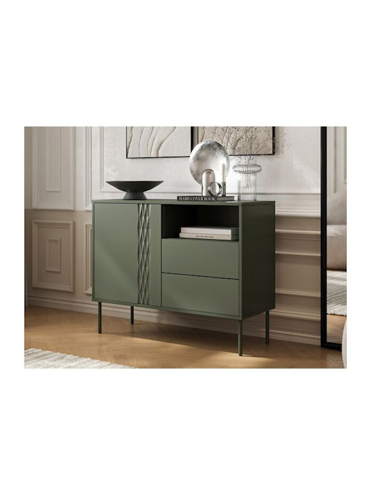 Sideboard Tolete 100 made of Wood & Metal with Drawers Green 100x40x75cm
