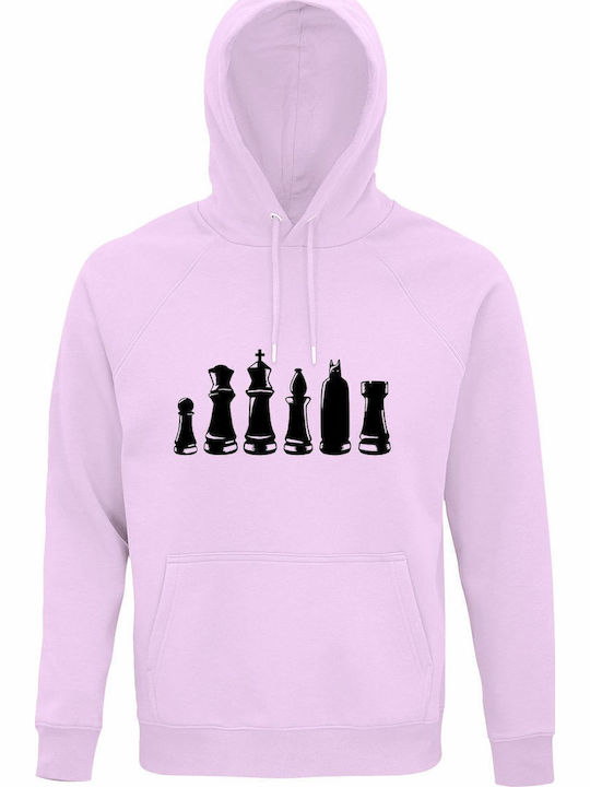 Hoodie Unisex Organic " Dark Knight Batman Chess " Creamy Pink