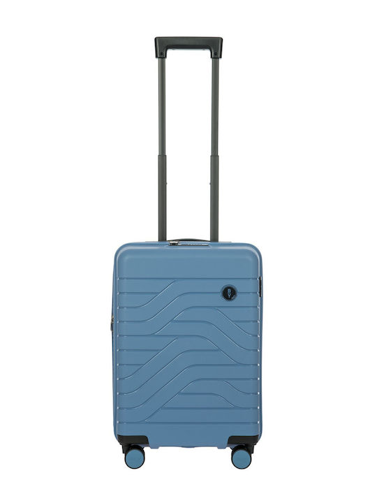 Bric's Milano Cabin Travel Suitcase Hard Grey Blue with 4 Wheels Height 55cm