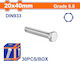 Wadfow Șurub Hexagon Galvanizat DIN 933 cu Diametru M20 și Lungime 40mm 30buc