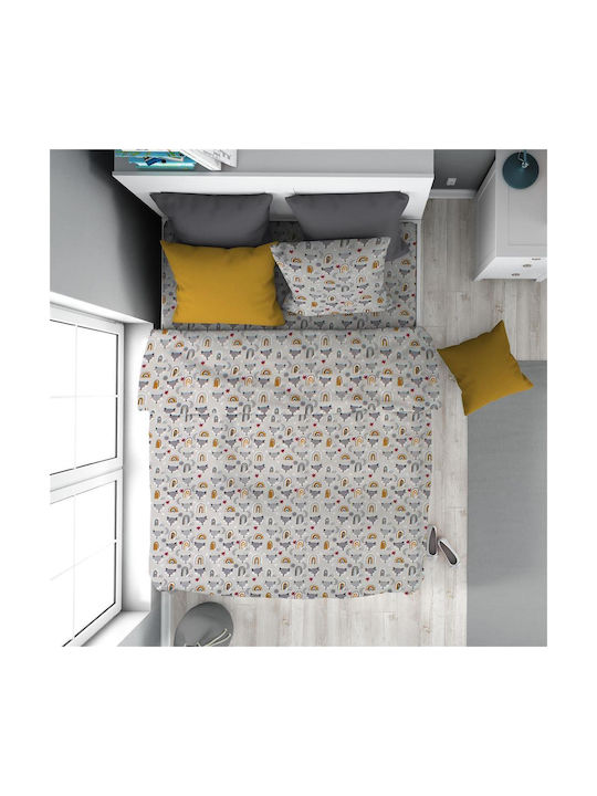 Dimcol Kids Duvet Cover Single Cotton Grey 160x...
