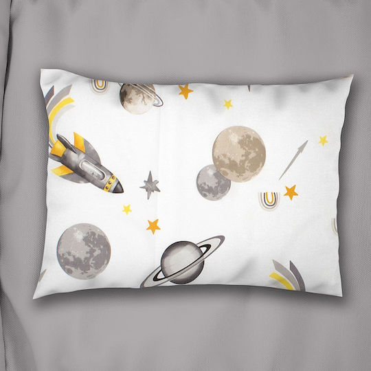 Dimcol Space Παιδική Μαξιλαροθήκη από 100% Βαμβάκι 50x70εκ. White-grey