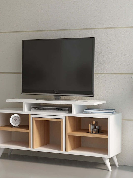 TV Stand Kutay White-Teak 120x29.5x56.9 cm