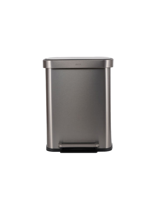 Estia Soft Close Mülleimer aus Inox Silber 50lt