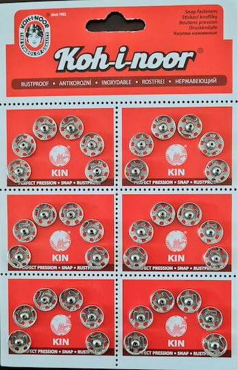No.4-12.4/11.5mm Stainless Steel Sewing Snaps Czech Nickel 36pcs Koh-i-noor
