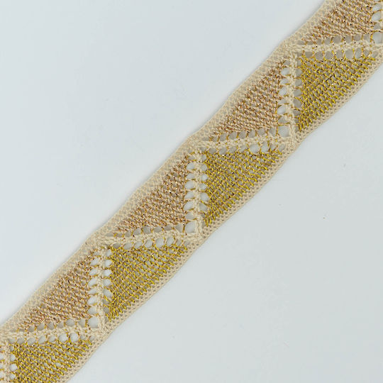 Beige Gold Lurex Polyester Klöppelspitze Beige Lurex 3cm Meter
