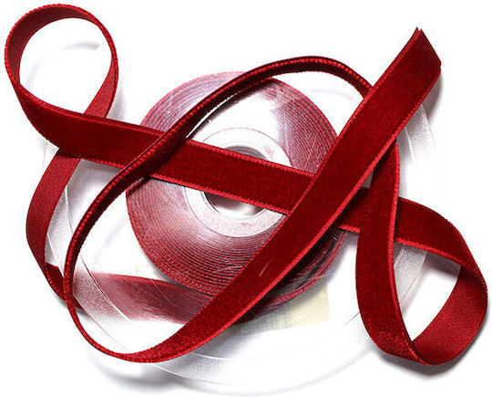 Single-Sided Velvet Ribbon with Selvage Edges 9mm Width Red 942 Price Per Meter