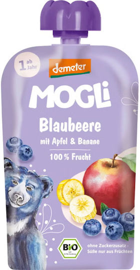 MOGLi Пюре от плодове и зеленчуци с вкус Ябълка-банан и боровинка 100гр за 12+ месеца