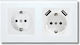 Двойна Мортис Електрически Контакт с 2 USB Порта Бял