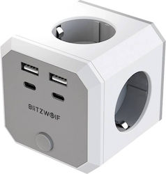 BlitzWolf PowerCube with Surge Protection with 2 USB-A, USB-C and Switch