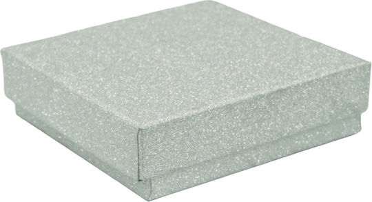 Cutie din hârtie culoare metalică argintie dimensiune 9x9x3cm set de 6 bucăți