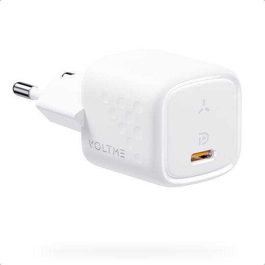 Voltme Charger Without Cable GaN with USB-C Port 30W Power Delivery / Quick Charge 3.0 Whites (Revo)