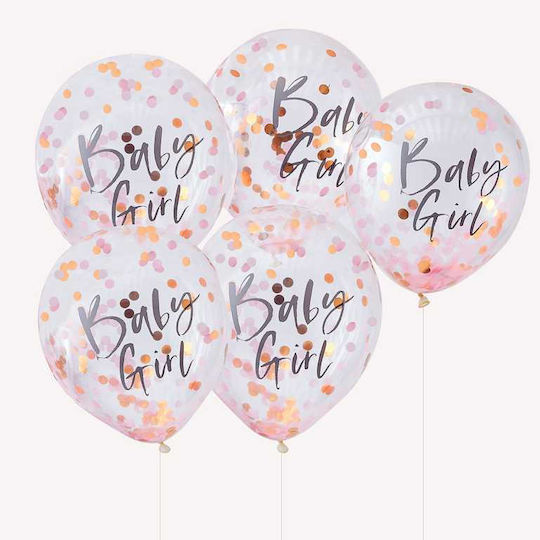 Set of 5 Balloons Latex Pink 30cm