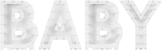 Set of 4 Balloons White Letters Baby 12.7cm
