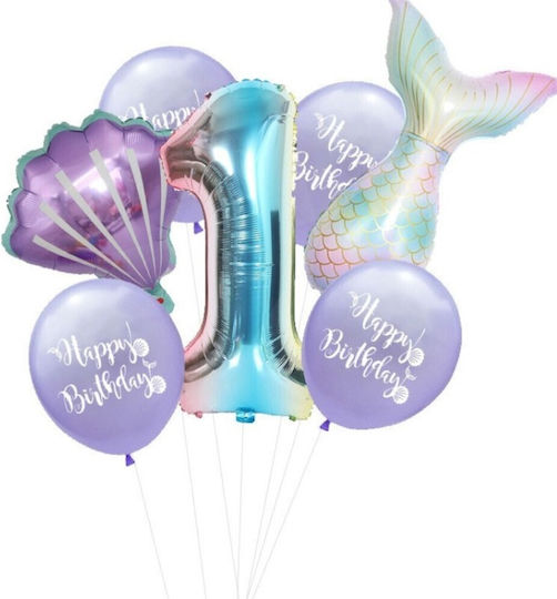 Set of 7 Balloons Foil Multicolored Numbers Party