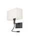 Modern Leuchte Wand mit Fassung E27 mit USB-Anschluss Schwarz