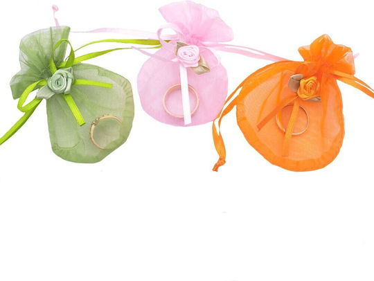 Organza Pouch Bow & Flower Price Per Piece Orange