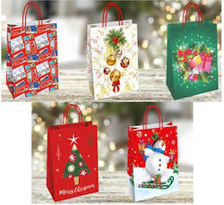 Pungă de Hârtie pentru Ambalare Cadouri 26x35x12 Crăciun-1 Mix Diverse Designuri Mâner Învârtit 25buc