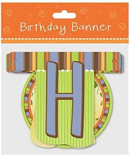Decorative Birthday Banner "Happy Birthday" 175cm Monkey - Orange - Green