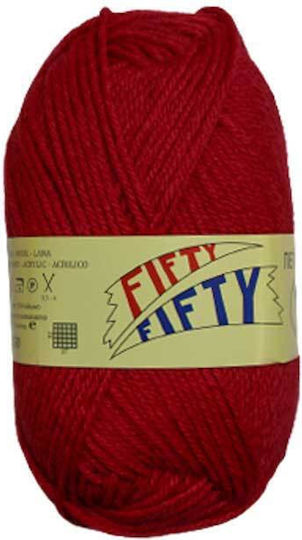 Knitting Yarn Fifty-fifty Col 27 Bordeaux 50% Wool 50% Acrylic 50g 125m 1pc