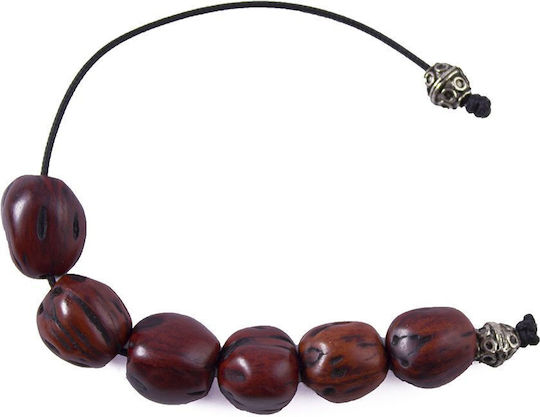 Scented Nutmeg Begleri with 6 Beads Seeds Burgundy 20.5cm