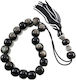 Glass Worry Beads with Tassel with 12 Beads Black 12cm