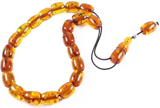 Amber Worry Beads with 22 Beads Pieces Orange 1.7cm