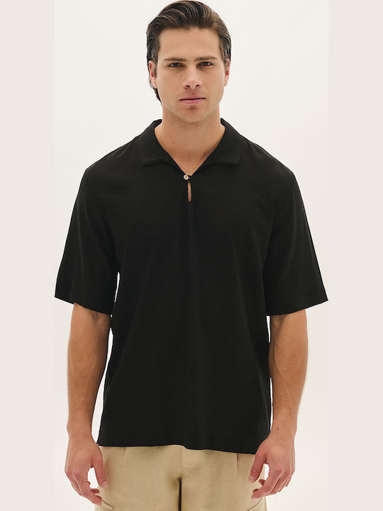 Polo Kurzarmbluse Schwarz