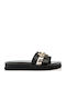 Leather Women's Flat Sandals Flatforms in Black Color
