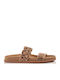Leder Flache Sandalen für Damen Anatomisch in Rosa Farbe
