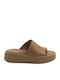 Women's Flat Sandals in Tabac Brown Color