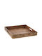 Koopman Wooden Rectangular Serving Tray with Handles in Brown Color 30x30x5cm A65000940 1pcs