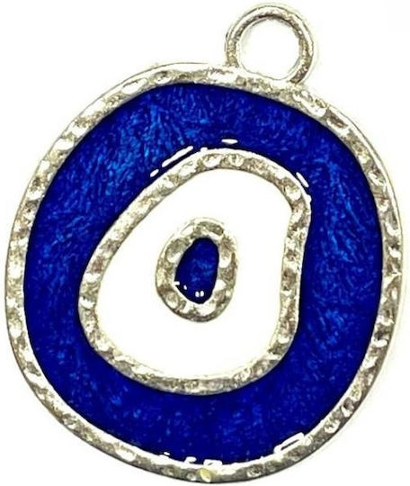 Material Charm Other Crafts Metal Silver Eye Blue White Enamel 3x4 Pack of 10 Pieces Tatu Moyo