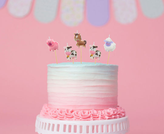 Farm Animal Candles 5 pcs, Total Stick Height 7 cm
