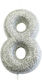 Large Silver Glitter Candle No8 1pc