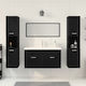 vidaXL Countertop Countertop without Sink, with Mirror & Column Black Oak