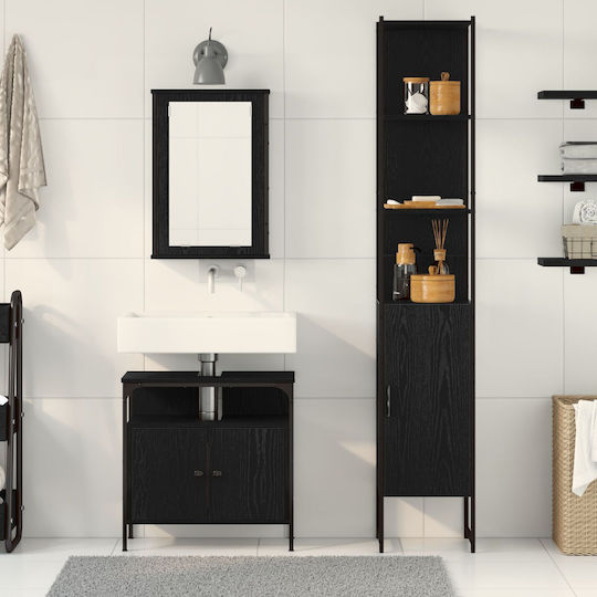 vidaXL Countertop Countertop without Sink, with Mirror & Column Black Oak